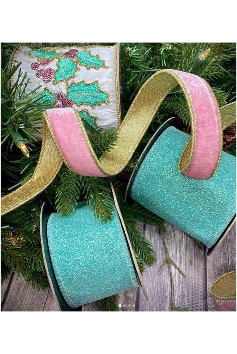 Shop For 4" Dupion Pastel Holly Embroider Ribbon: White (5 Yards)