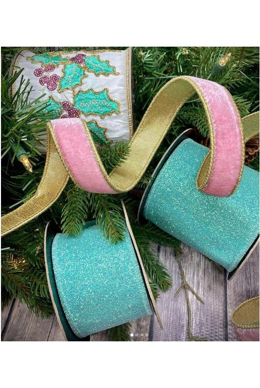 Shop For 4" Dupion Pastel Holly Embroider Ribbon: White (5 Yards)