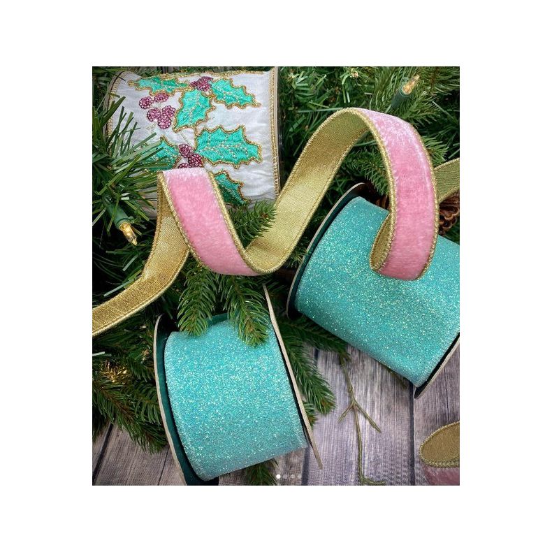 Shop For 4" Dupion Pastel Holly Embroider Ribbon: White (5 Yards)