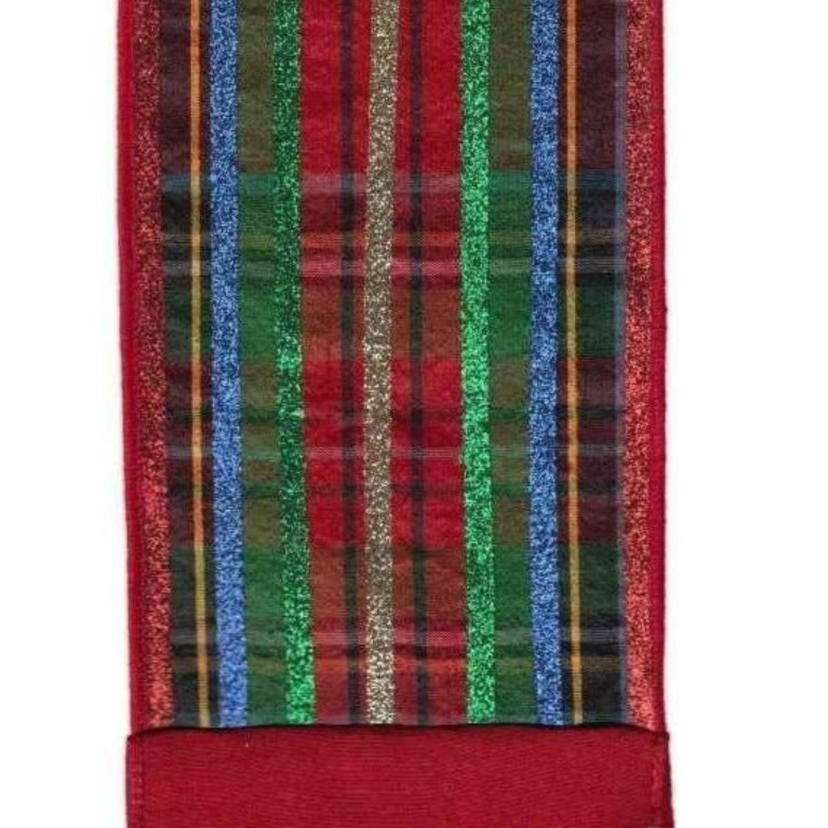 Shop For 4" Dupion Traditional Plaid Glitter Ribbon: Red, Green & Blue (5 Yards)