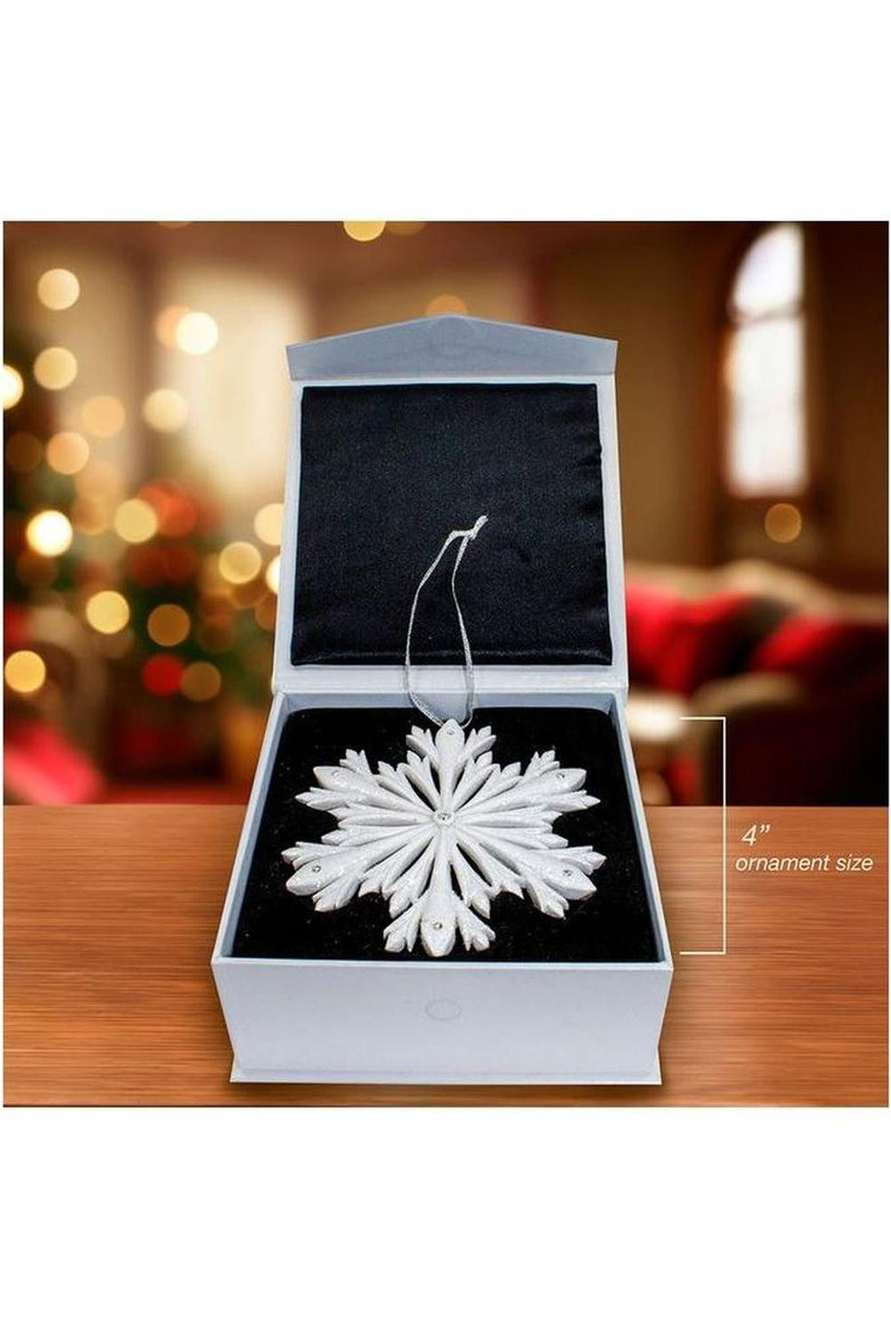 4" Elegant Snowflake Ornament with Swarovski