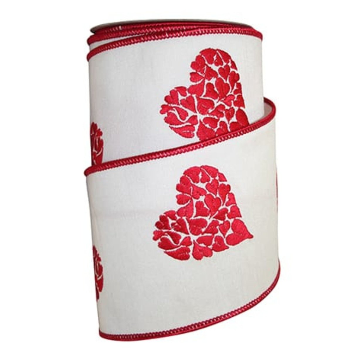 Shop For 4" Embroidered Hearts Ribbon: White/Red (10 Yards)