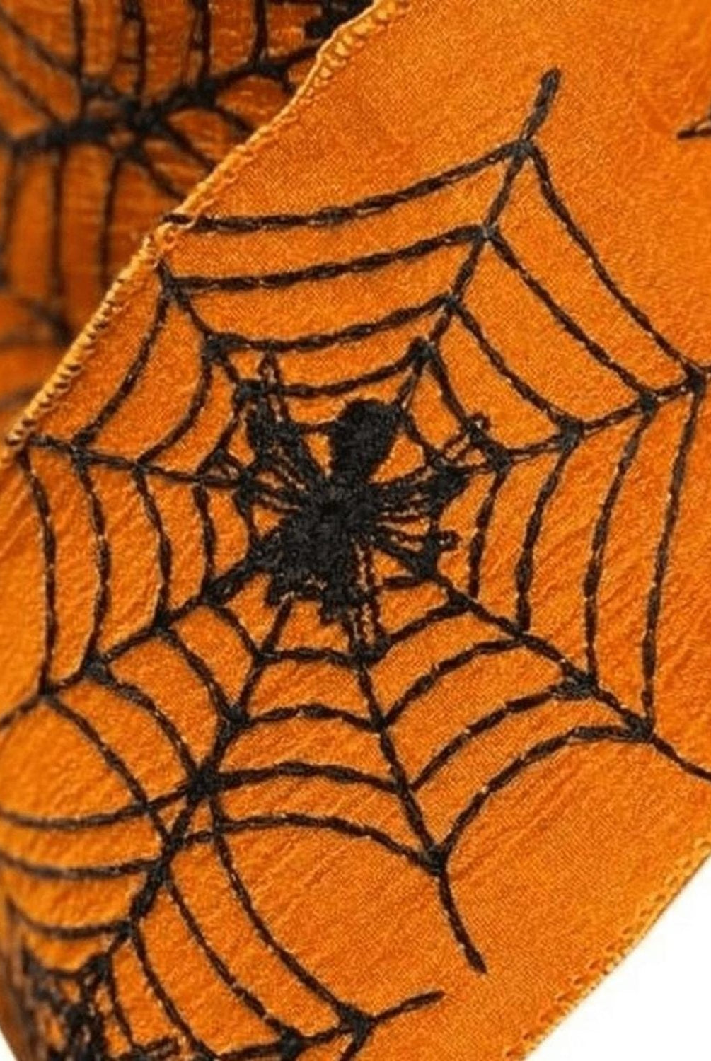 Shop For 4" Embroidered Spider Web Ribbon: Orange (10 Yards)