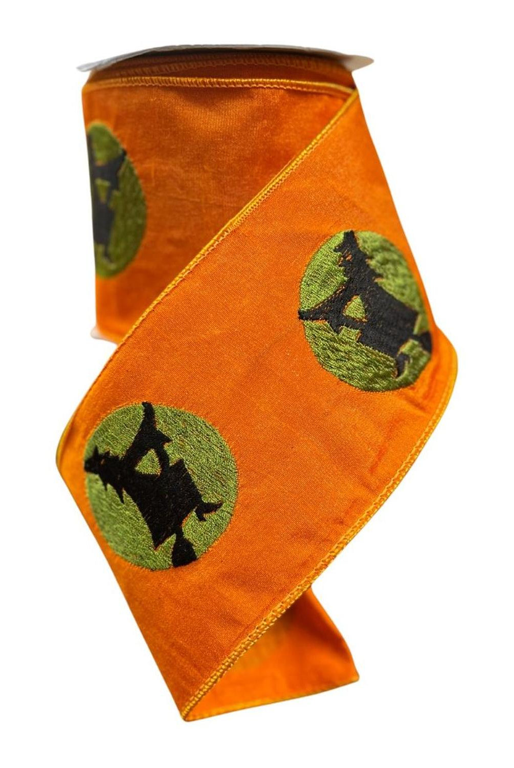 4" Embroidered Witch Ribbon: Orange (10 Yards)