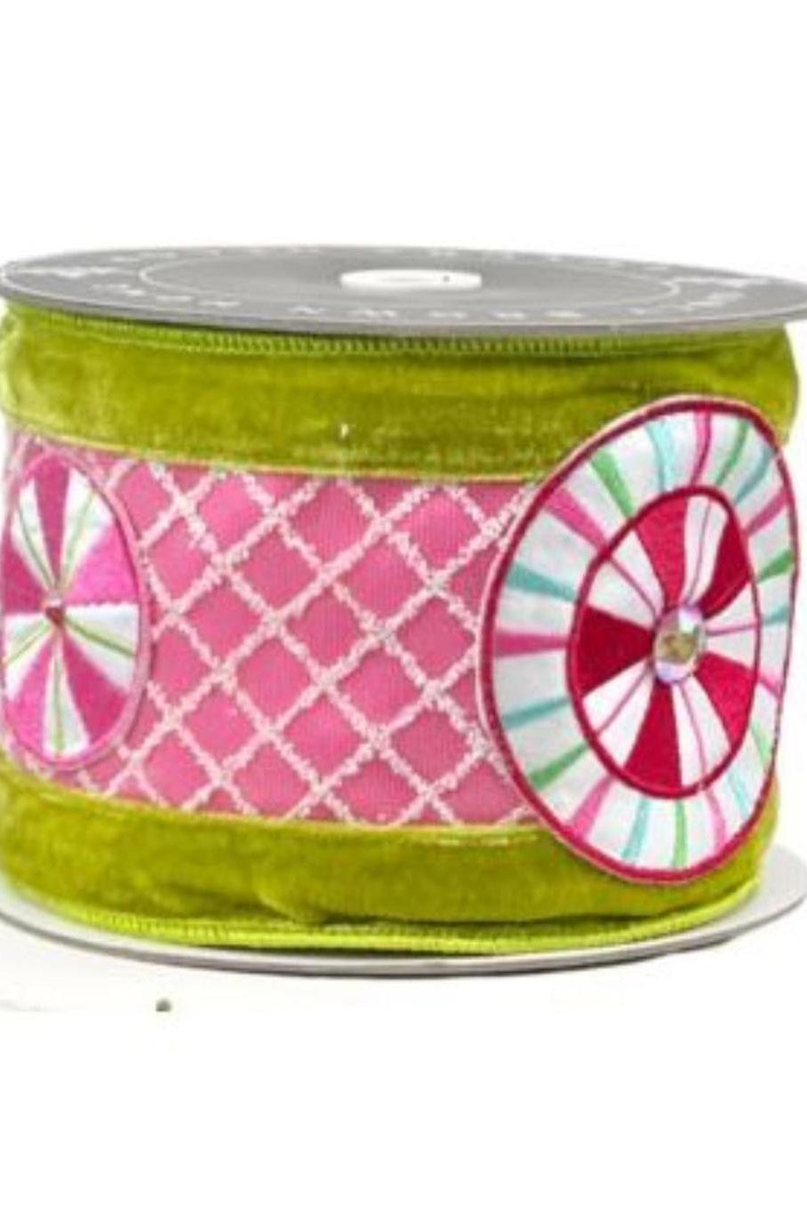 Shop For 4" EXCLUSIVE Sweet Candy Ribbon: Lime Green/Pink (5 Yards) at Michelle's aDOORable Creations