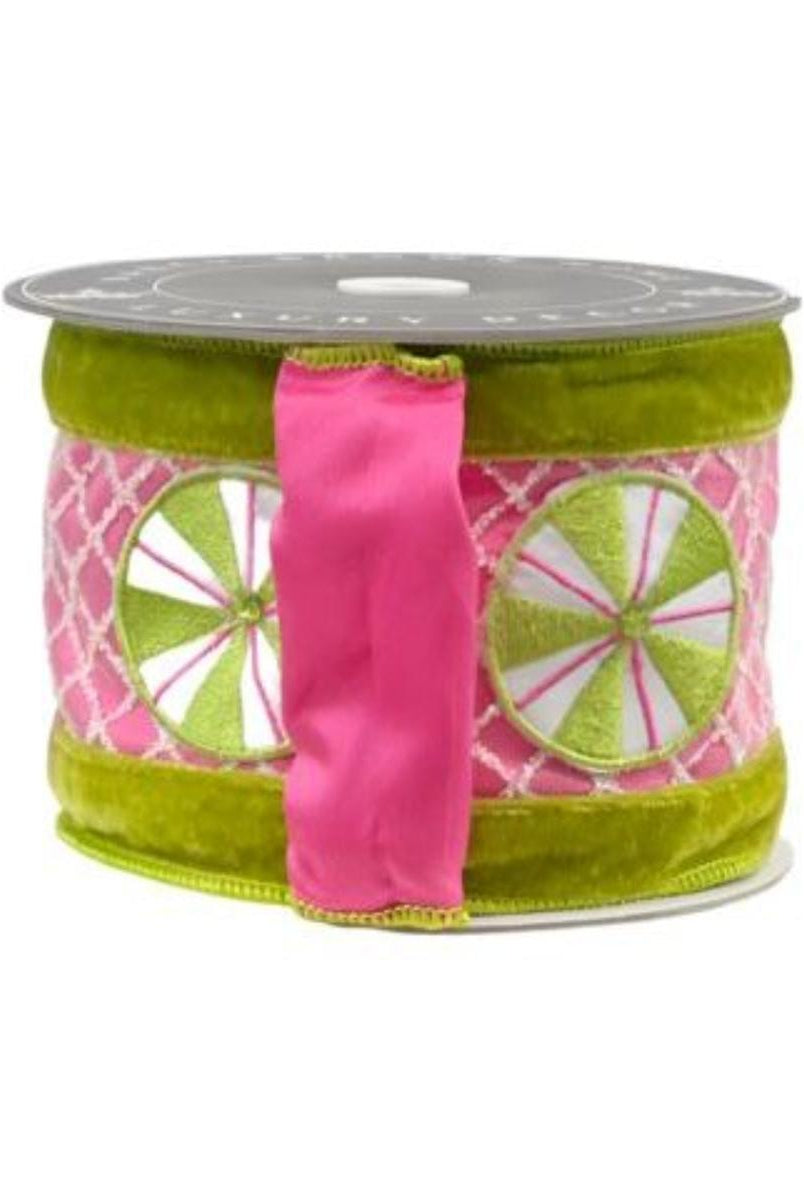 Shop For 4" EXCLUSIVE Sweet Candy Ribbon: Lime Green/Pink (5 Yards) at Michelle's aDOORable Creations