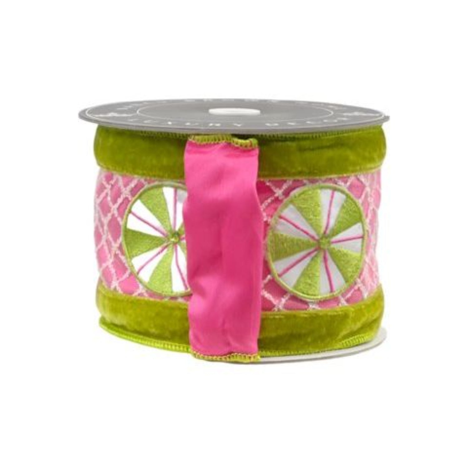 Shop For 4" EXCLUSIVE Sweet Candy Ribbon: Lime Green/Pink (5 Yards) at Michelle's aDOORable Creations
