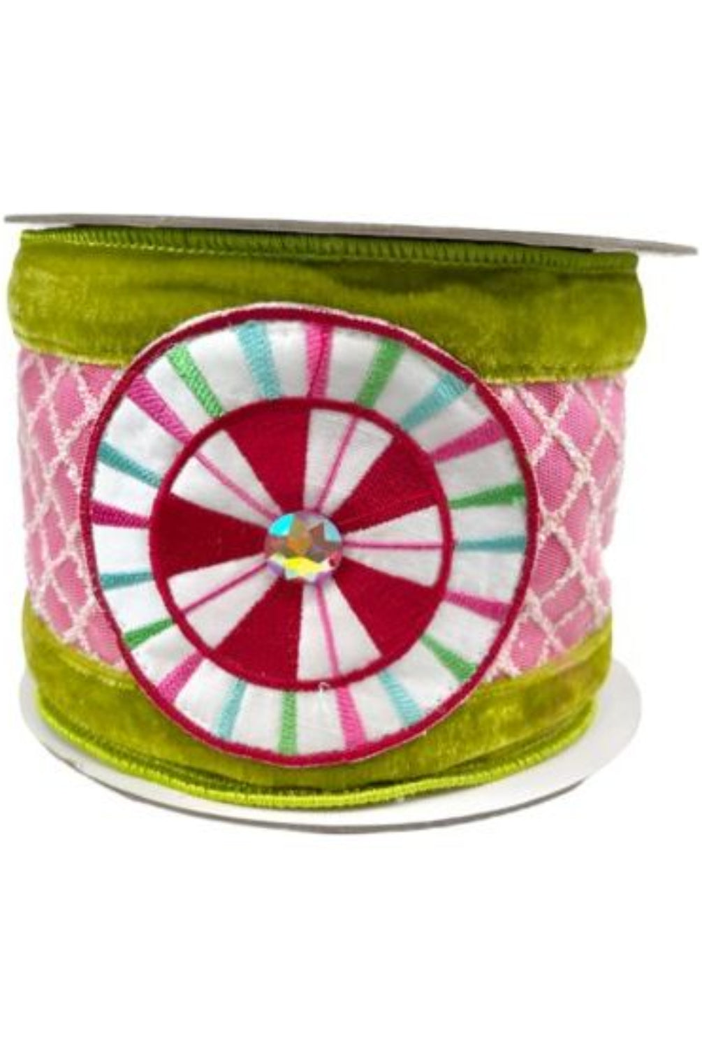 Shop For 4" EXCLUSIVE Sweet Candy Ribbon: Lime Green/Pink (5 Yards) at Michelle's aDOORable Creations