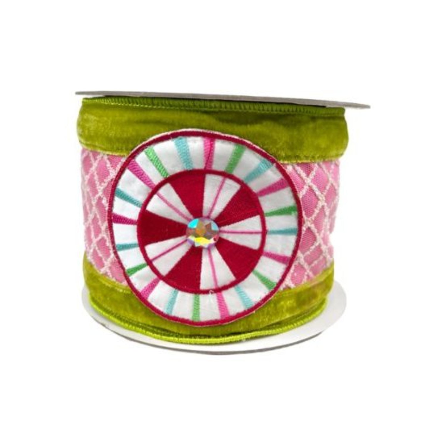 Shop For 4" EXCLUSIVE Sweet Candy Ribbon: Lime Green/Pink (5 Yards) at Michelle's aDOORable Creations