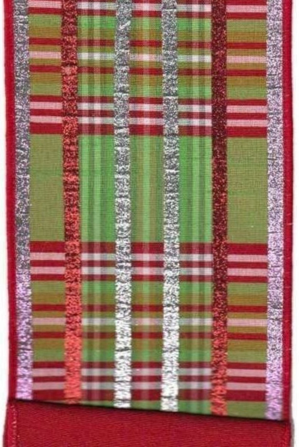 Shop For 4" Faux Dupion Plaid Glitter Ribbon: Green, Pink & Red (5 Yards)