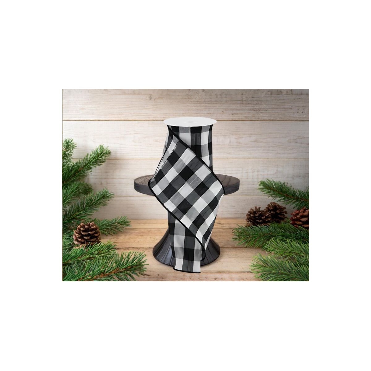 Shop For 4" Faux Dupioni Check Ribbon: Black & White (10 Yards)