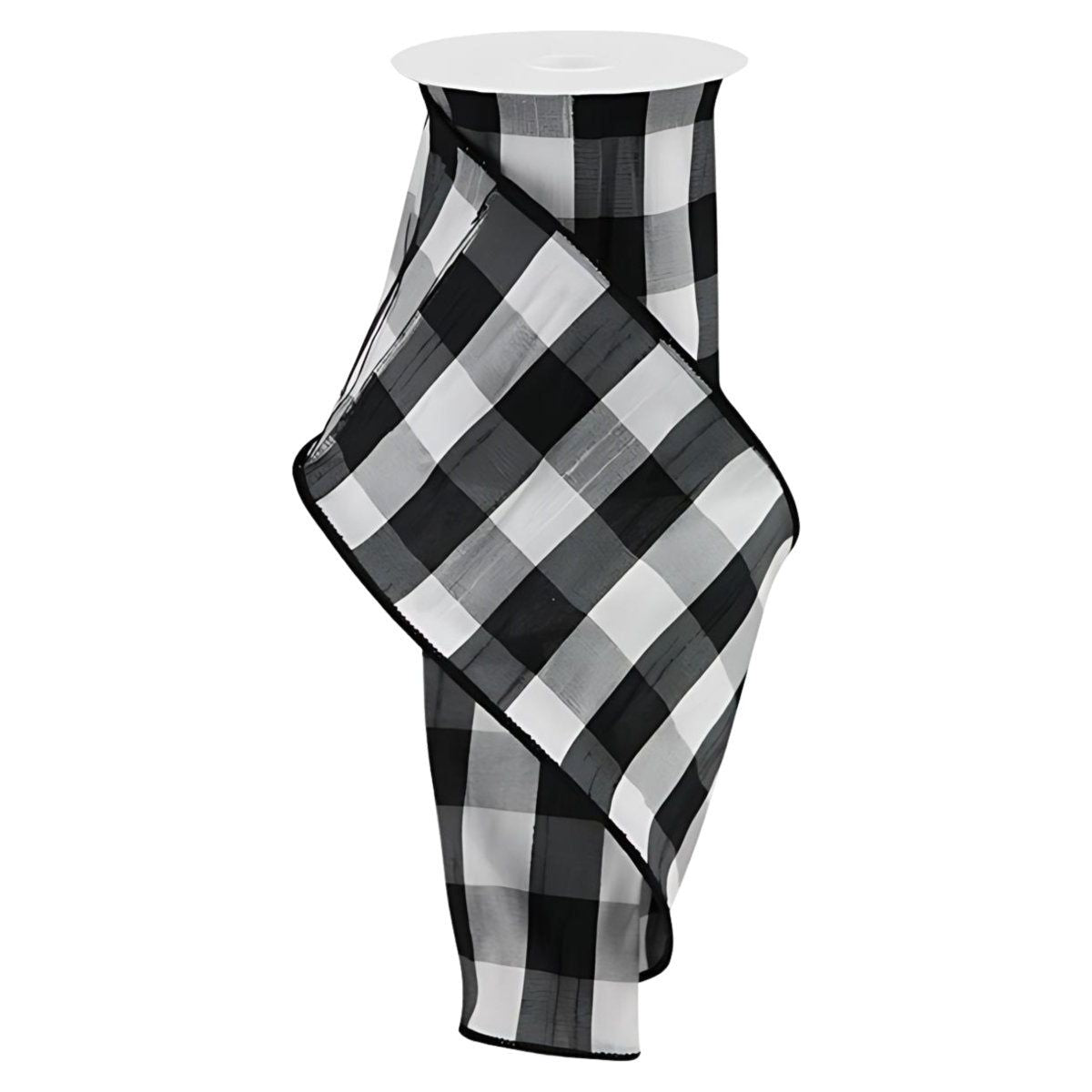 Shop For 4" Faux Dupioni Check Ribbon: Black & White (10 Yards)