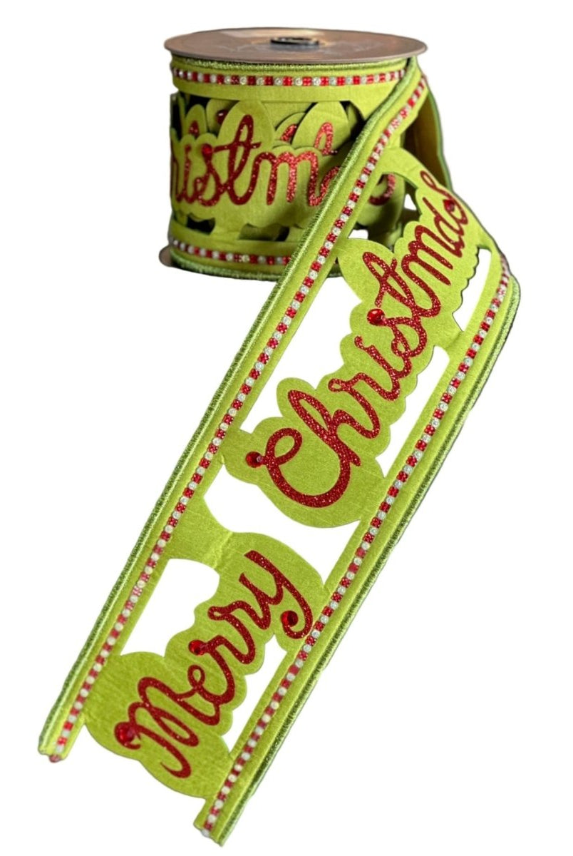 Shop For 4" Glitter Cut Out Ribbon: Lime/Red (5 Yards)