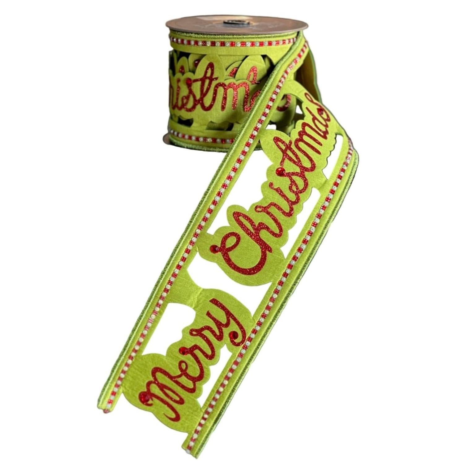 Shop For 4" Glitter Cut Out Ribbon: Lime/Red (5 Yards)