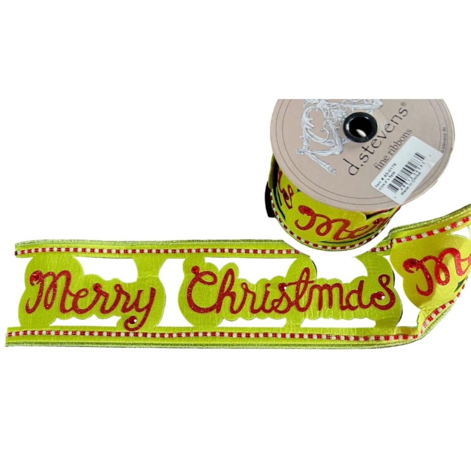 Shop For 4" Glitter Cut Out Ribbon: Lime/Red (5 Yards)