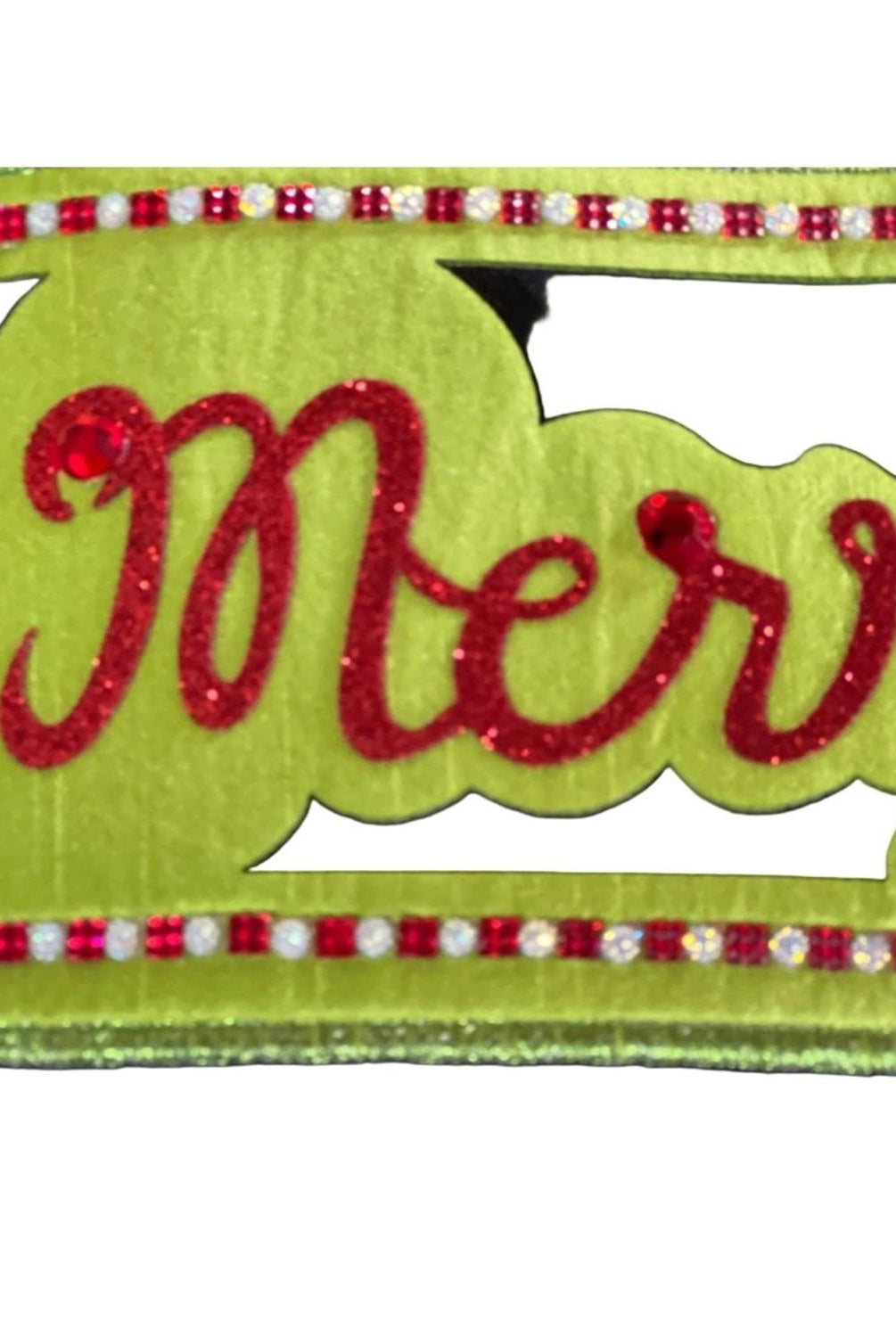 4" Glitter Cut Out Ribbon: Lime/Red (5 Yards)