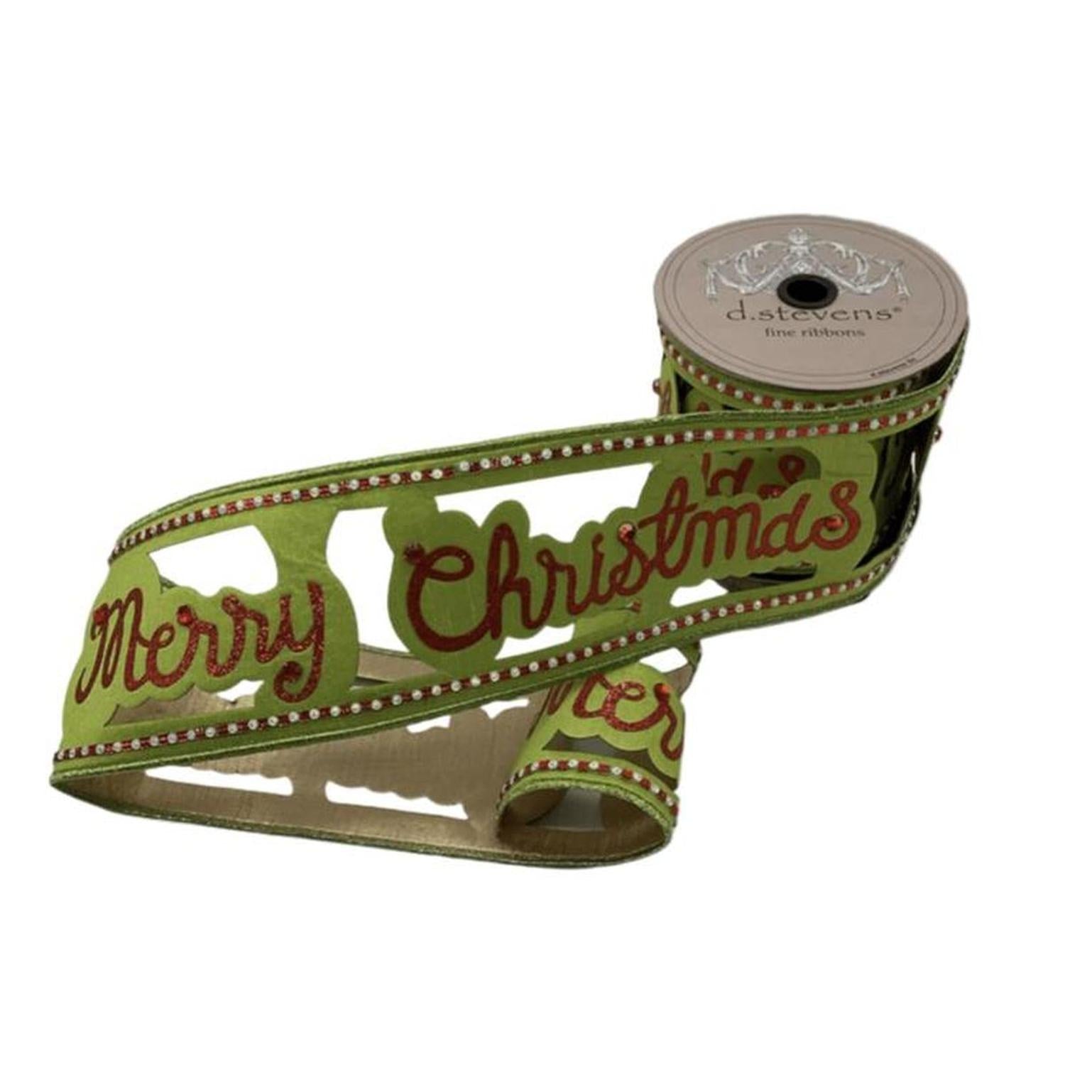 Shop For 4" Glitter Cut Out Ribbon: Lime/Red (5 Yards)