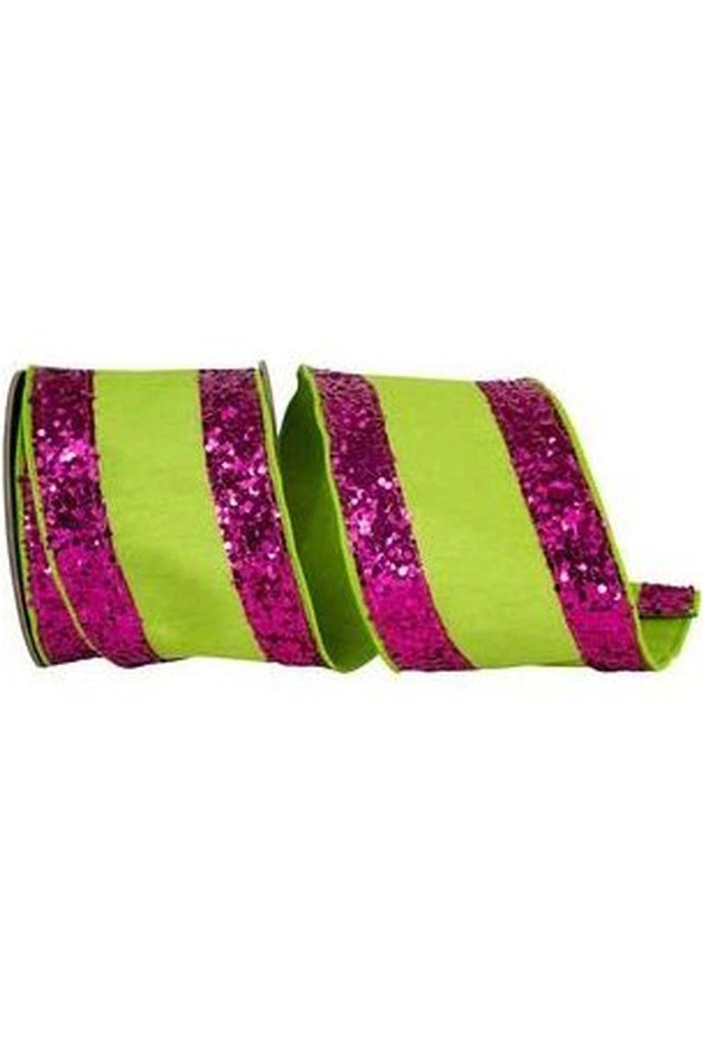Shop For 4" Glitter Edge Dupioni Ribbon: Lime/Pink (5 Yards)