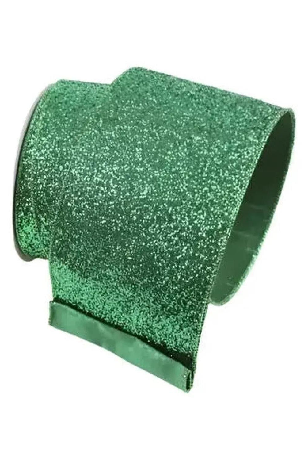 4" Glitter Magic Ribbon: Emerald Green (10 Yards)