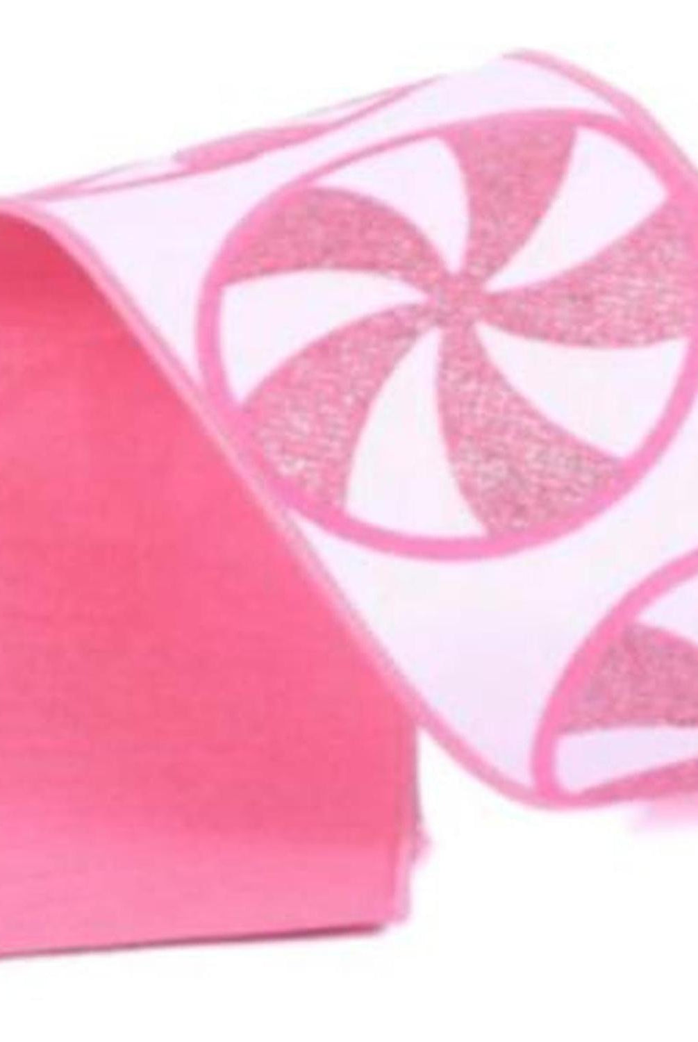 4" Glitter Peppermint Candies Ribbon: Pink (5 Yards)