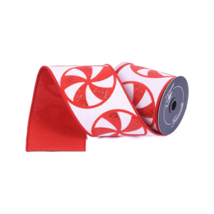 Shop For 4" Glitter Peppermint Candies Ribbon: Red (5 Yards)