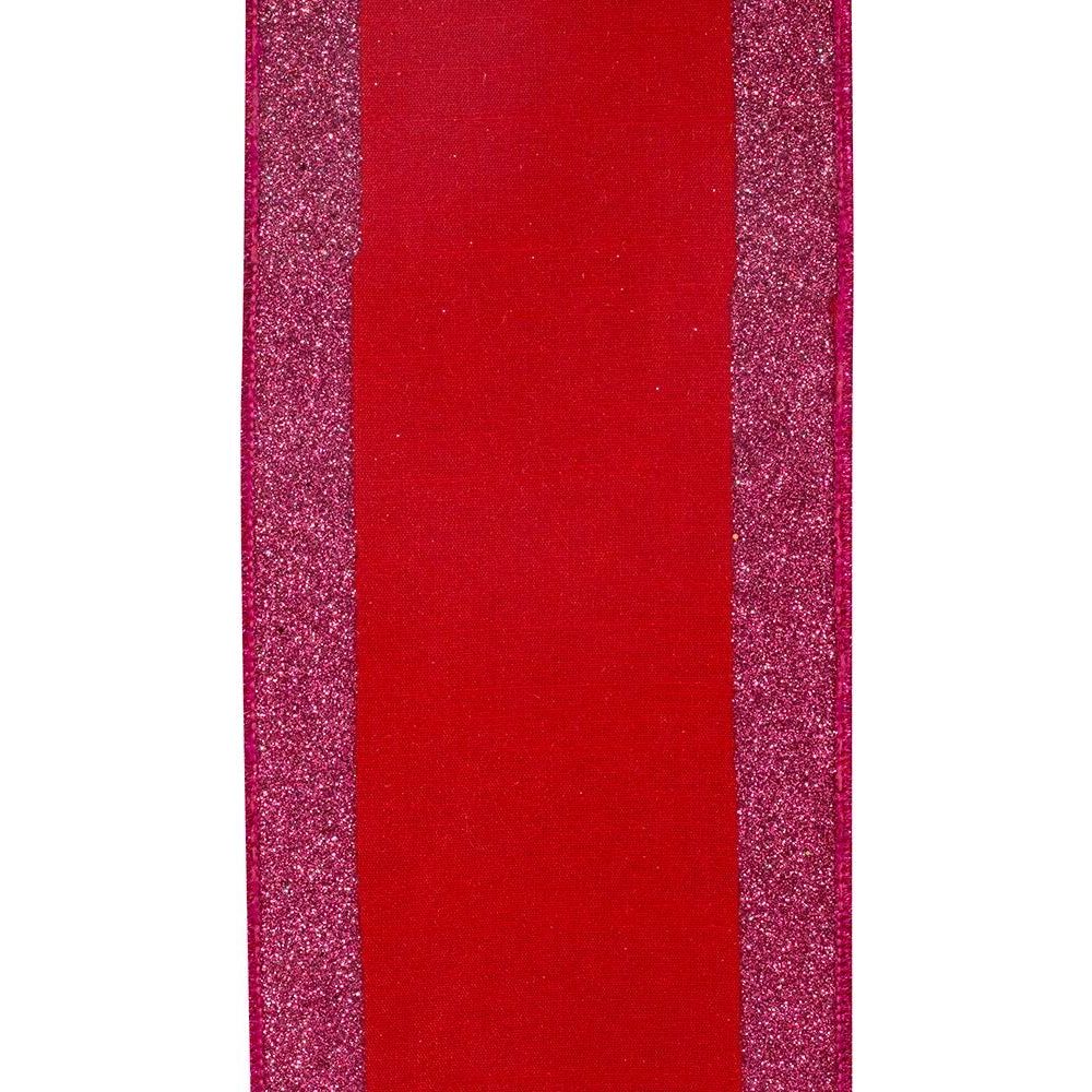 Shop For 4" Glitter Stripe Dupioni Ribbon: Red/Fuchsia (5 Yards)
