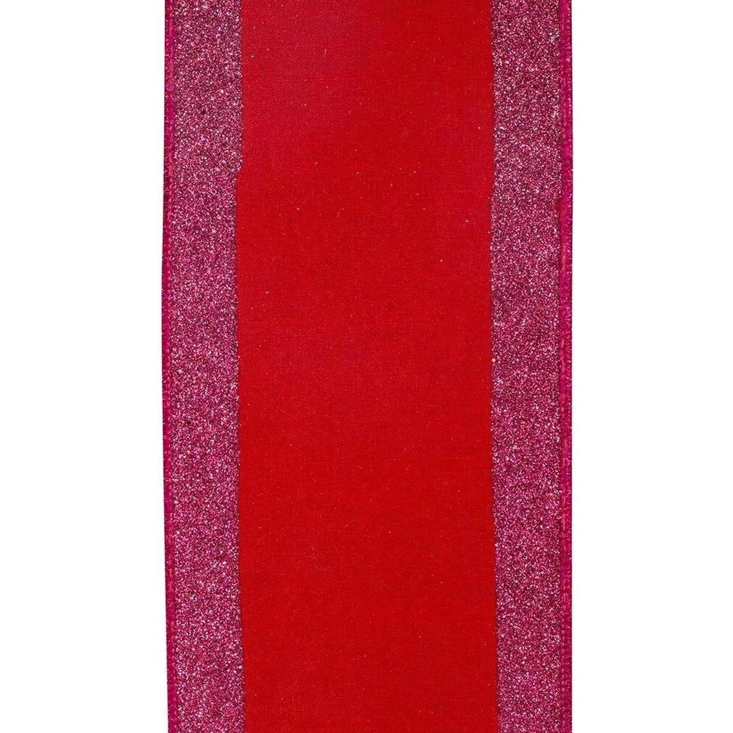 Shop For 4" Glitter Stripe Dupioni Ribbon: Red/Fuchsia (5 Yards)
