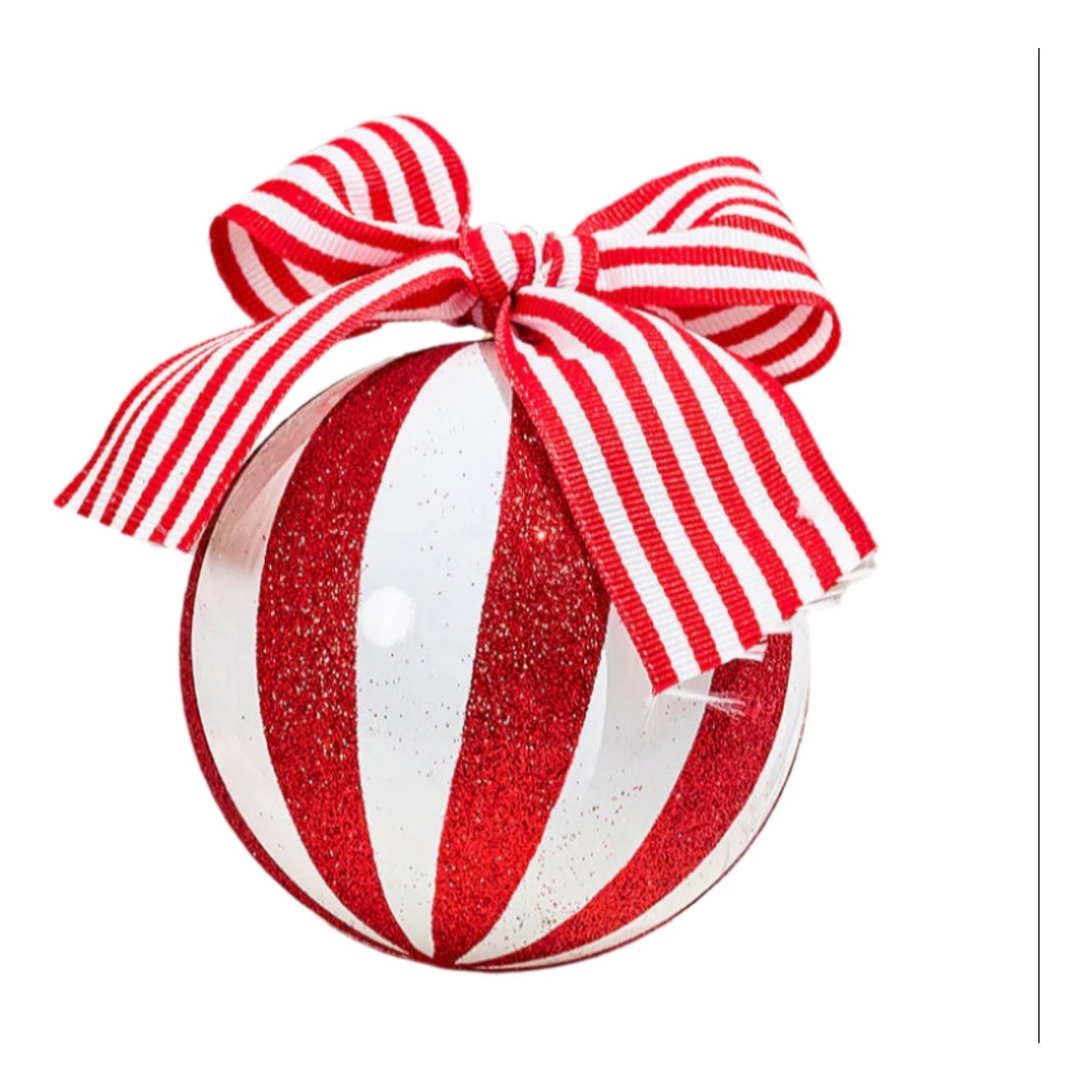 Shop For 4" Glitter Striped Ornament Ball: Red/White