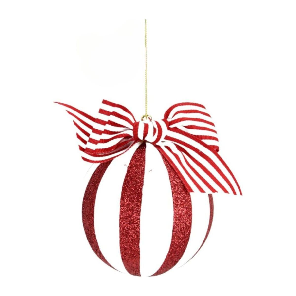 Shop For 4" Glitter Striped Ornament Ball: Red/White