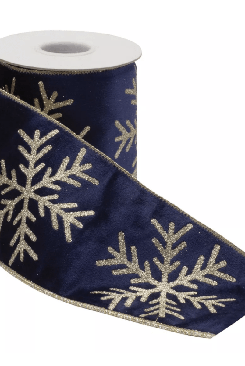 Shop For 4" Gold Snowflake Ribbon: Blue (5 Yards)