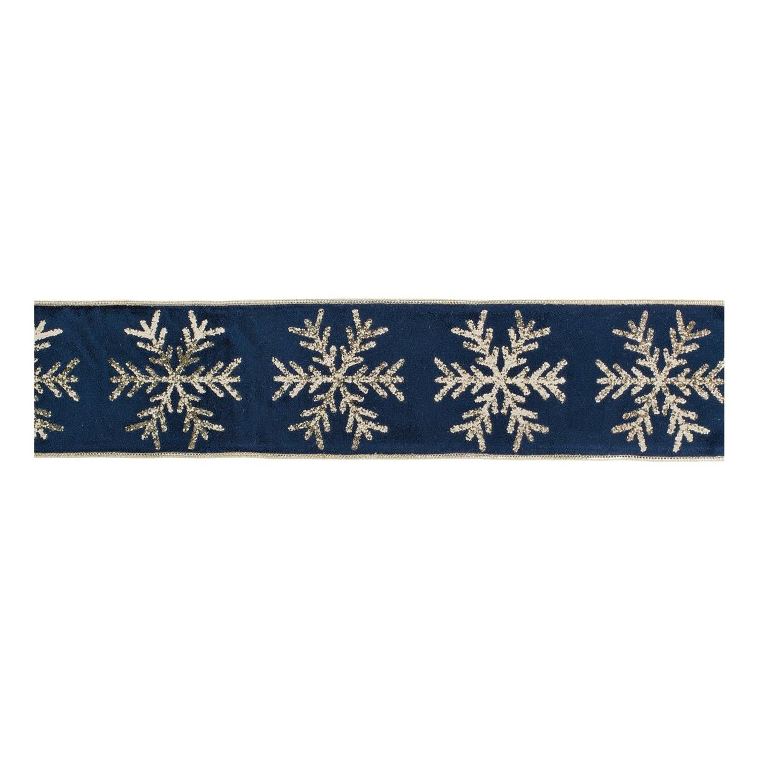 Shop For 4" Gold Snowflake Ribbon: Blue (5 Yards)