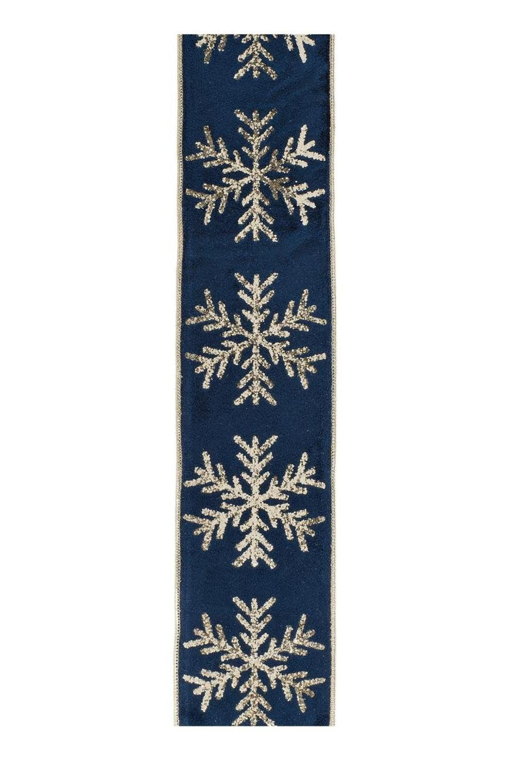 Shop For 4" Gold Snowflake Ribbon: Blue (5 Yards)