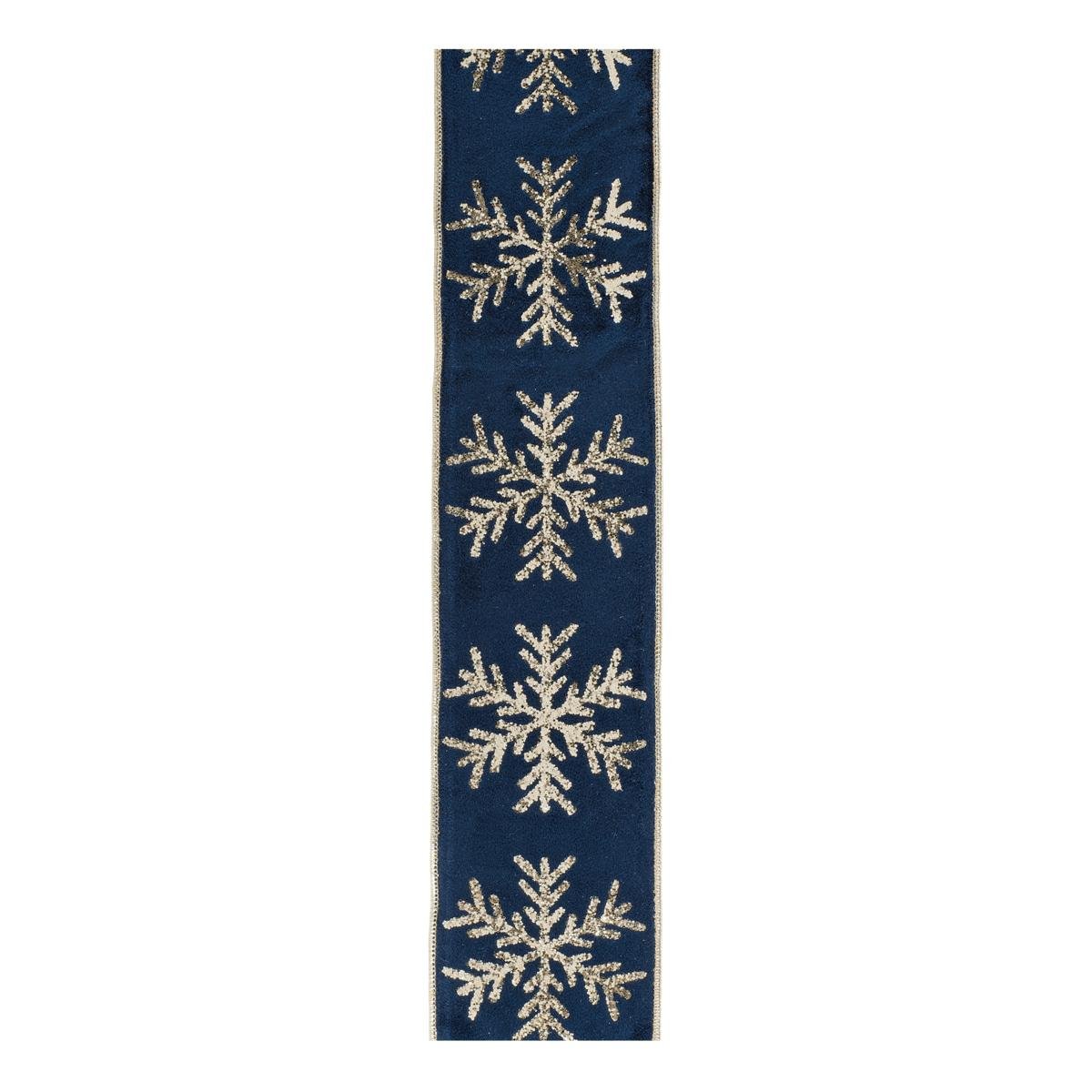 Shop For 4" Gold Snowflake Ribbon: Blue (5 Yards)
