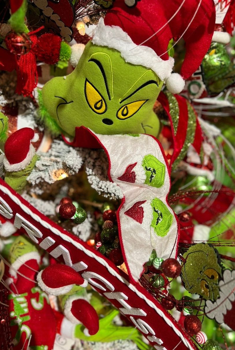 Shop For 4" Green Monster Dupion Ribbon: Red/White (5 Yards)