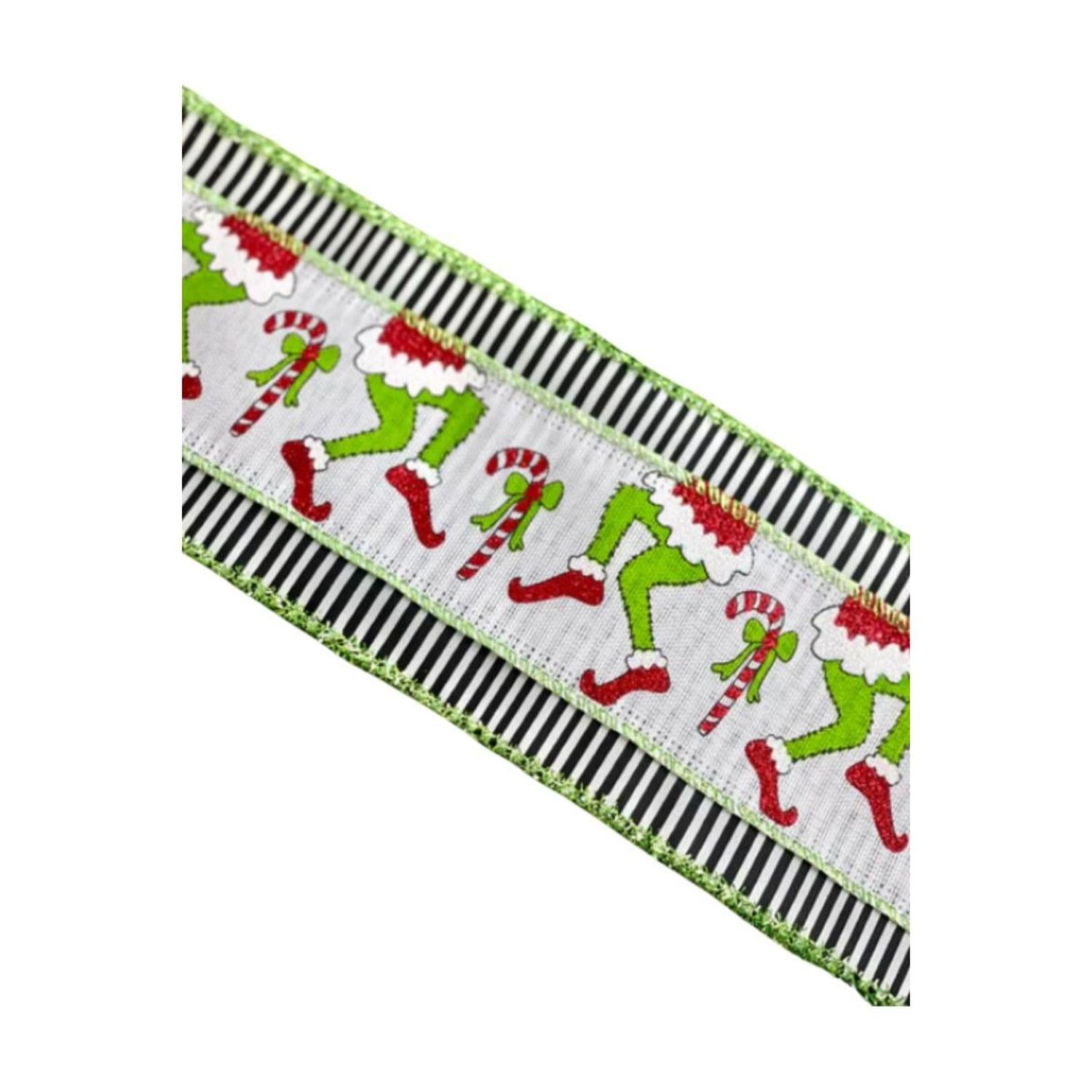 Shop For 4" Green Monster Legs Ribbon: Black/White (10 Yards)