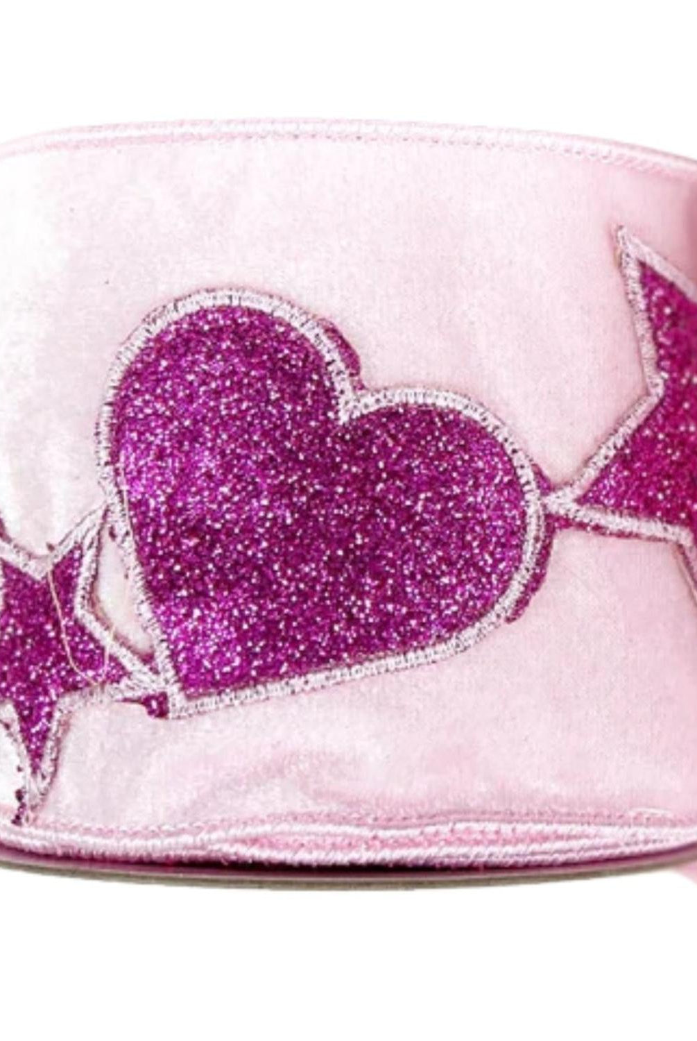 4" Hearts and Stars Velvet Ribbon: Light Pink (5 Yards)