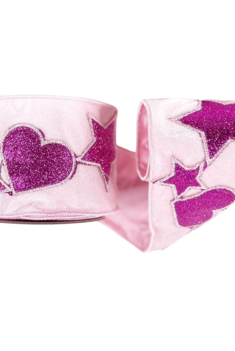 Shop For 4" Hearts and Stars Velvet Ribbon: Light Pink (5 Yards)