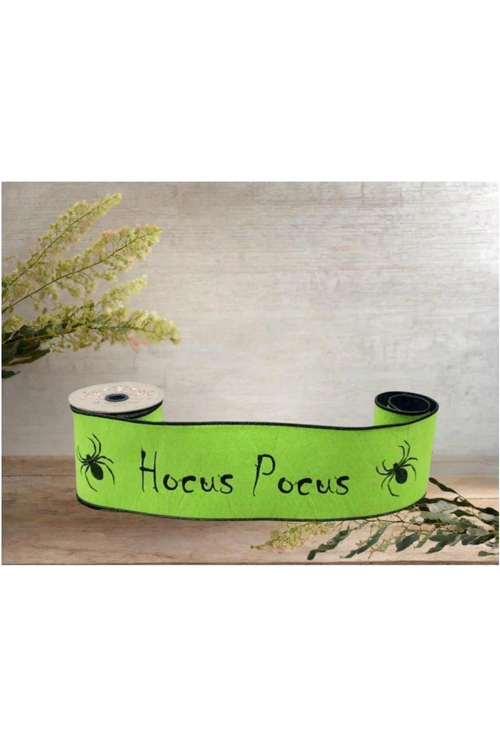 4" Hocus Pocus Felt Ribbon: Lime Green (5 Yards)