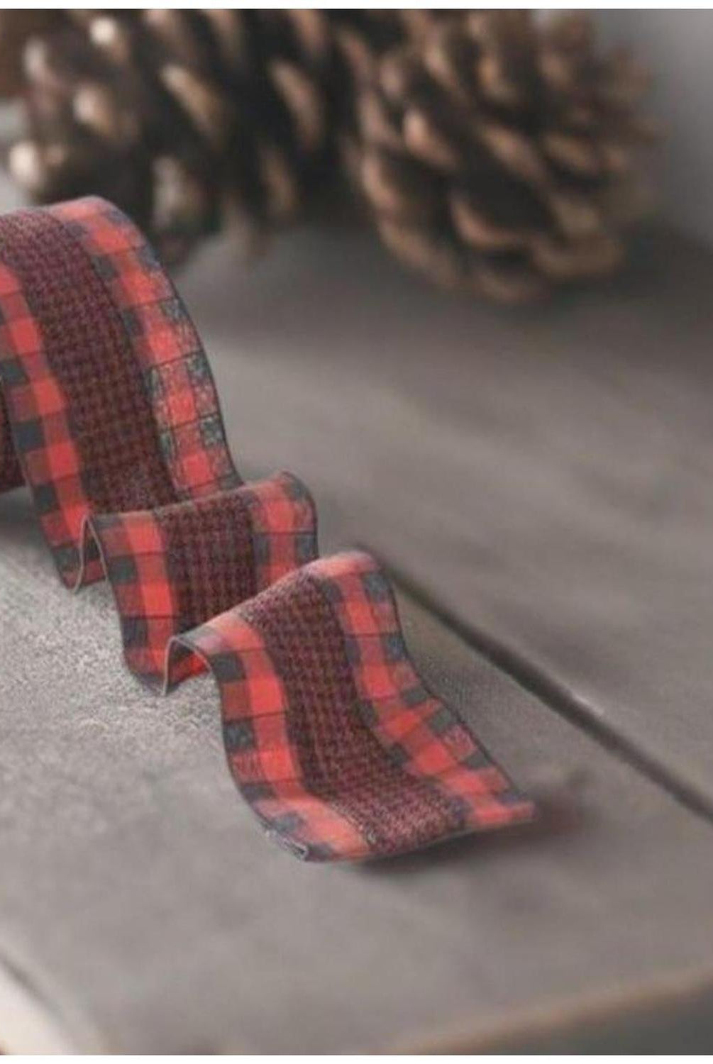 4" Houndstooth Checked Ribbon: Red & Black ( (10 Yards)