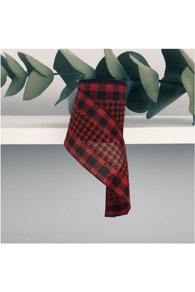 Shop For 4" Houndstooth Checked Ribbon: Red & Black ( (10 Yards) at Michelle's aDOORable Creations