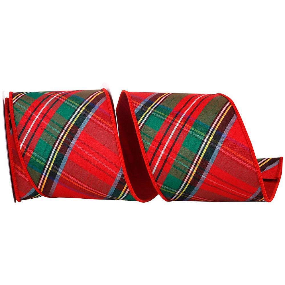 Shop For 4 in Plaid Dupioni Classic Ribbon: Red (5 Yards)