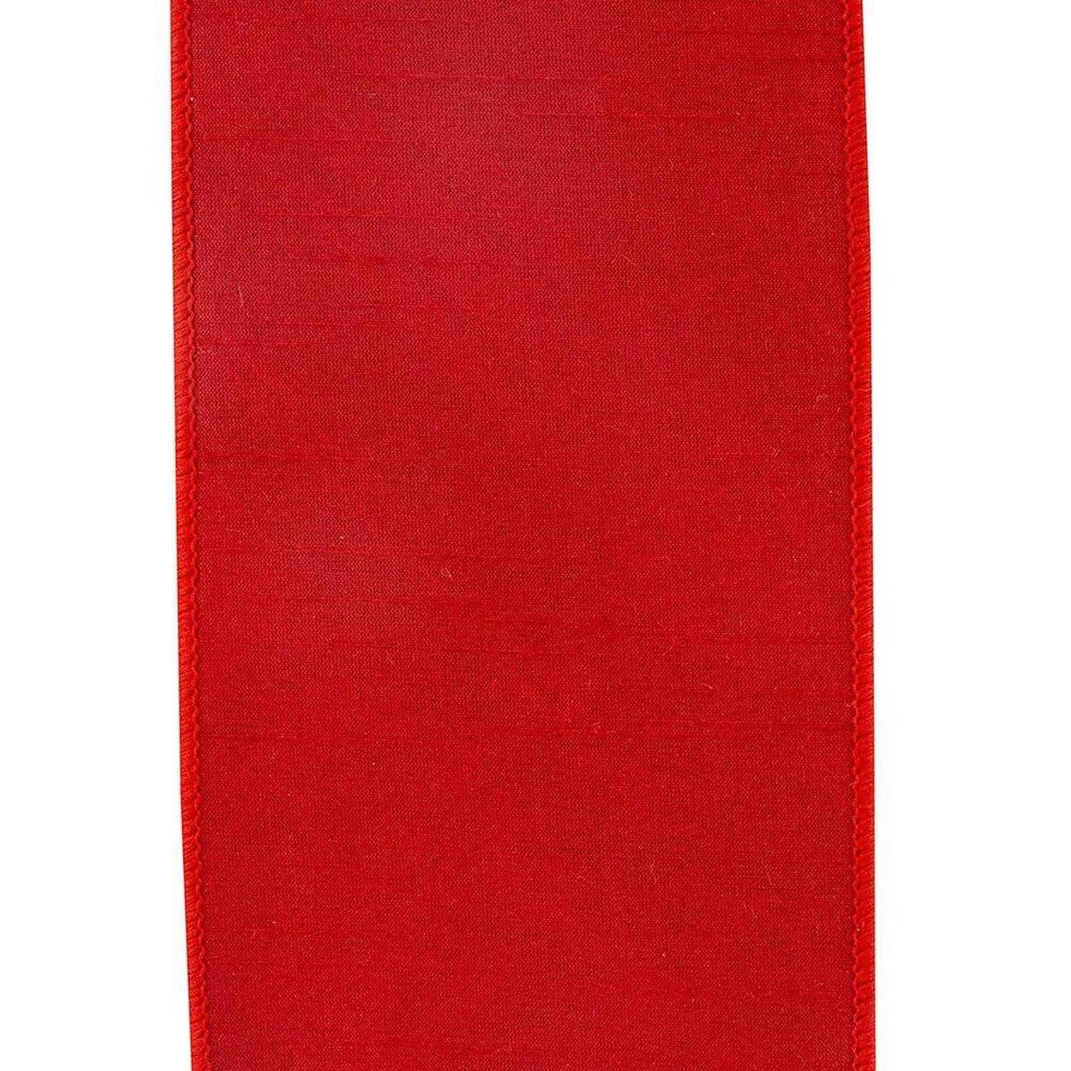 4 in Plaid Dupioni Classic Ribbon: Red (5 Yards)