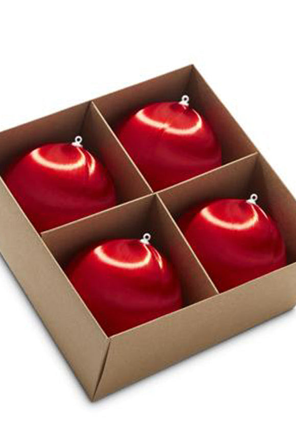Shop For 4 Inch Vintage - Inspired Red Satin Ball Ornaments (Set of 4)