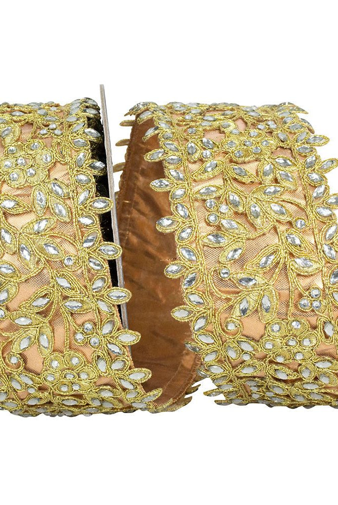 Shop For 4" Jewel Embroidery Opulence Ribbon: Gold (5 Yards)