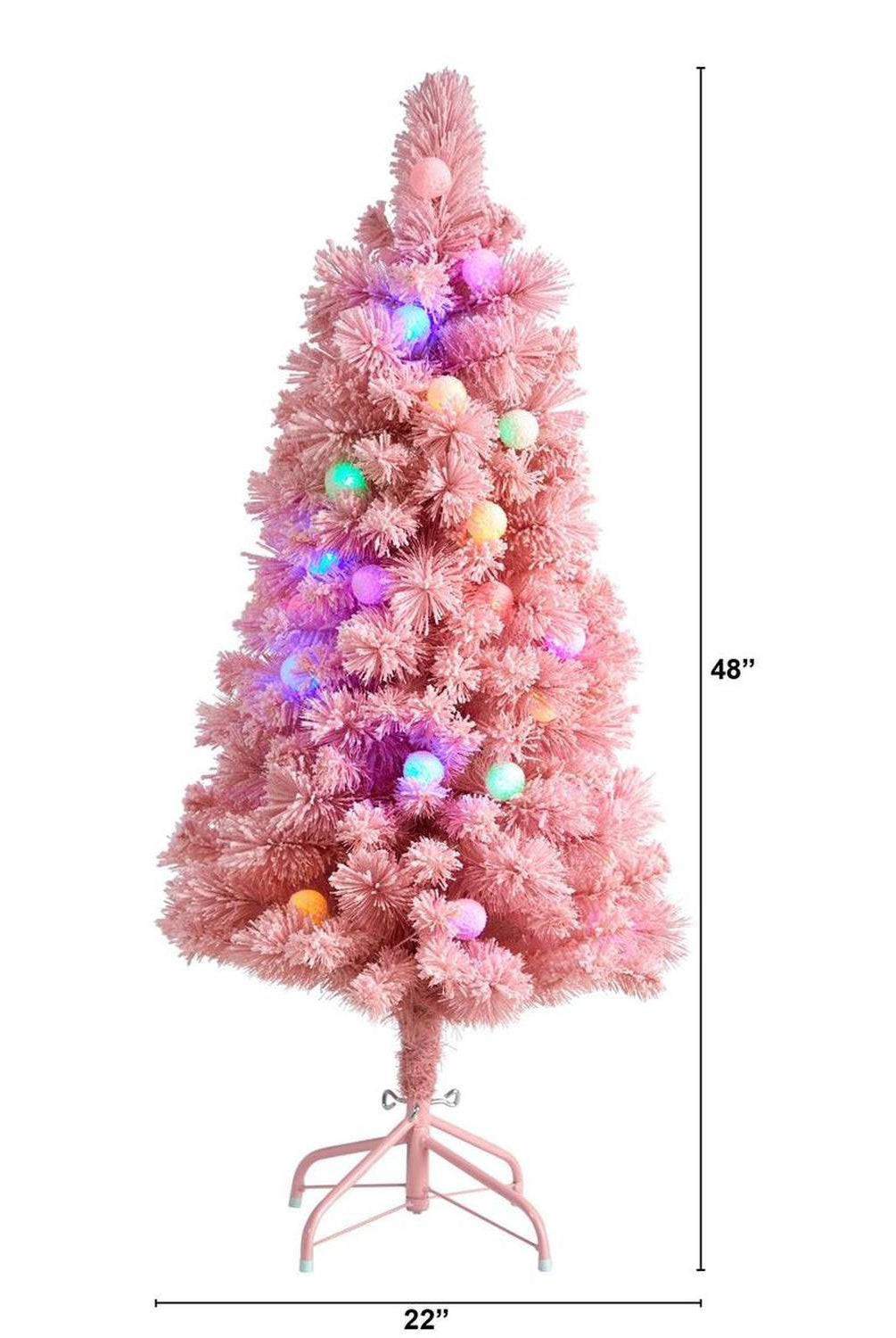 4’ Holiday Frosted Pink Cashmere Christmas Tree with 30 Jumbo Multicolored Globe LED Lights