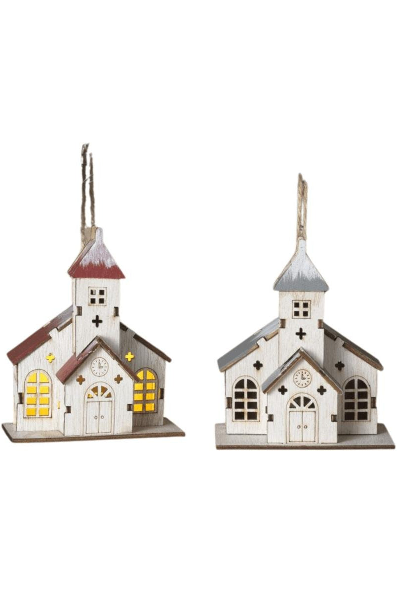 Shop For 4" Lighted Laser Wood Church Ornaments