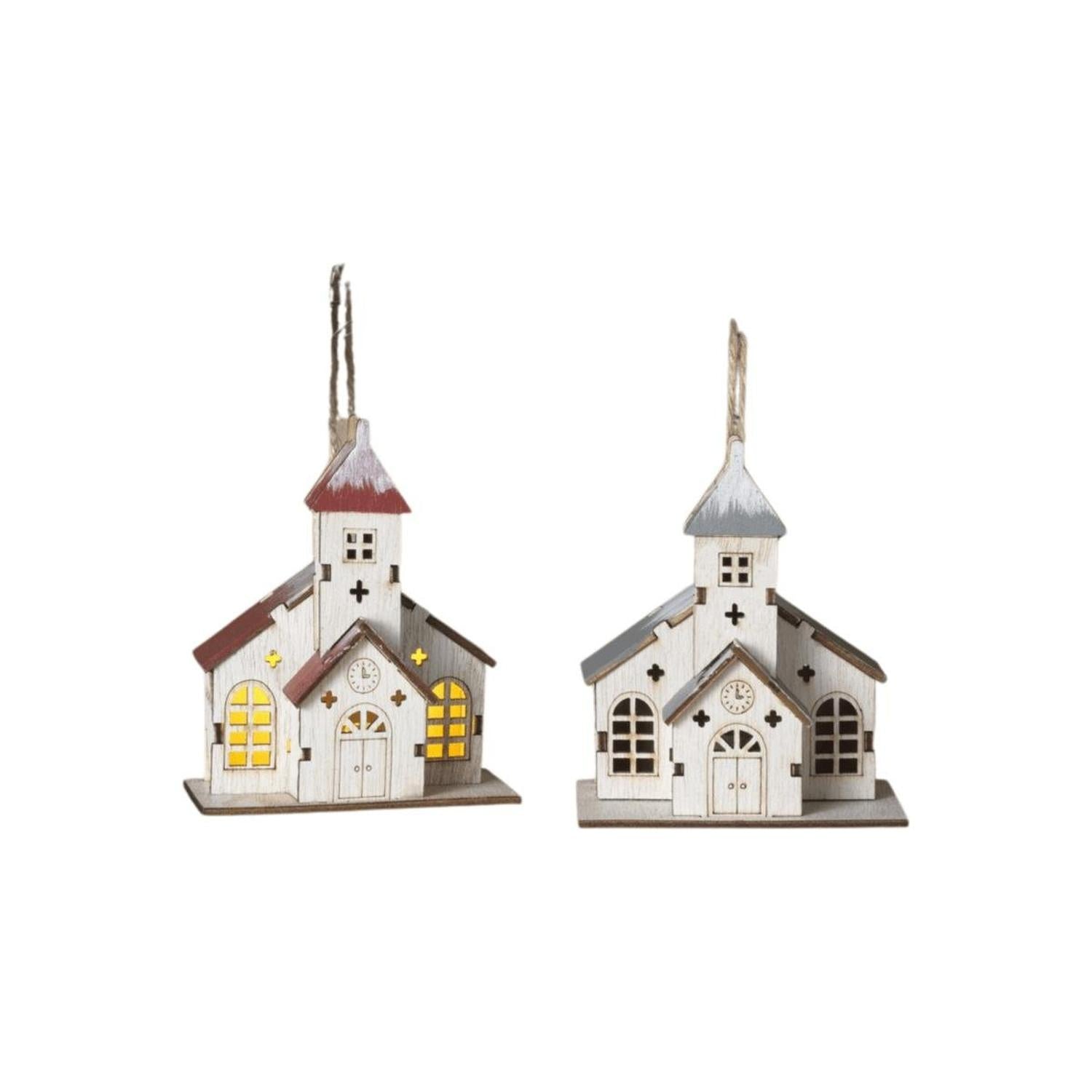 Shop For 4" Lighted Laser Wood Church Ornaments