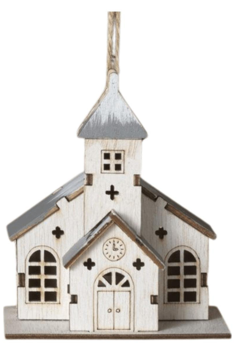 Shop For 4" Lighted Laser Wood Church Ornaments