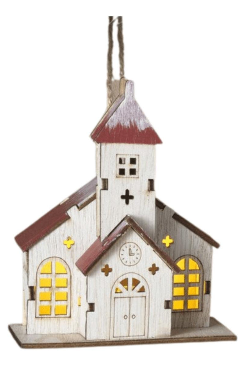 Shop For 4" Lighted Laser Wood Church Ornaments