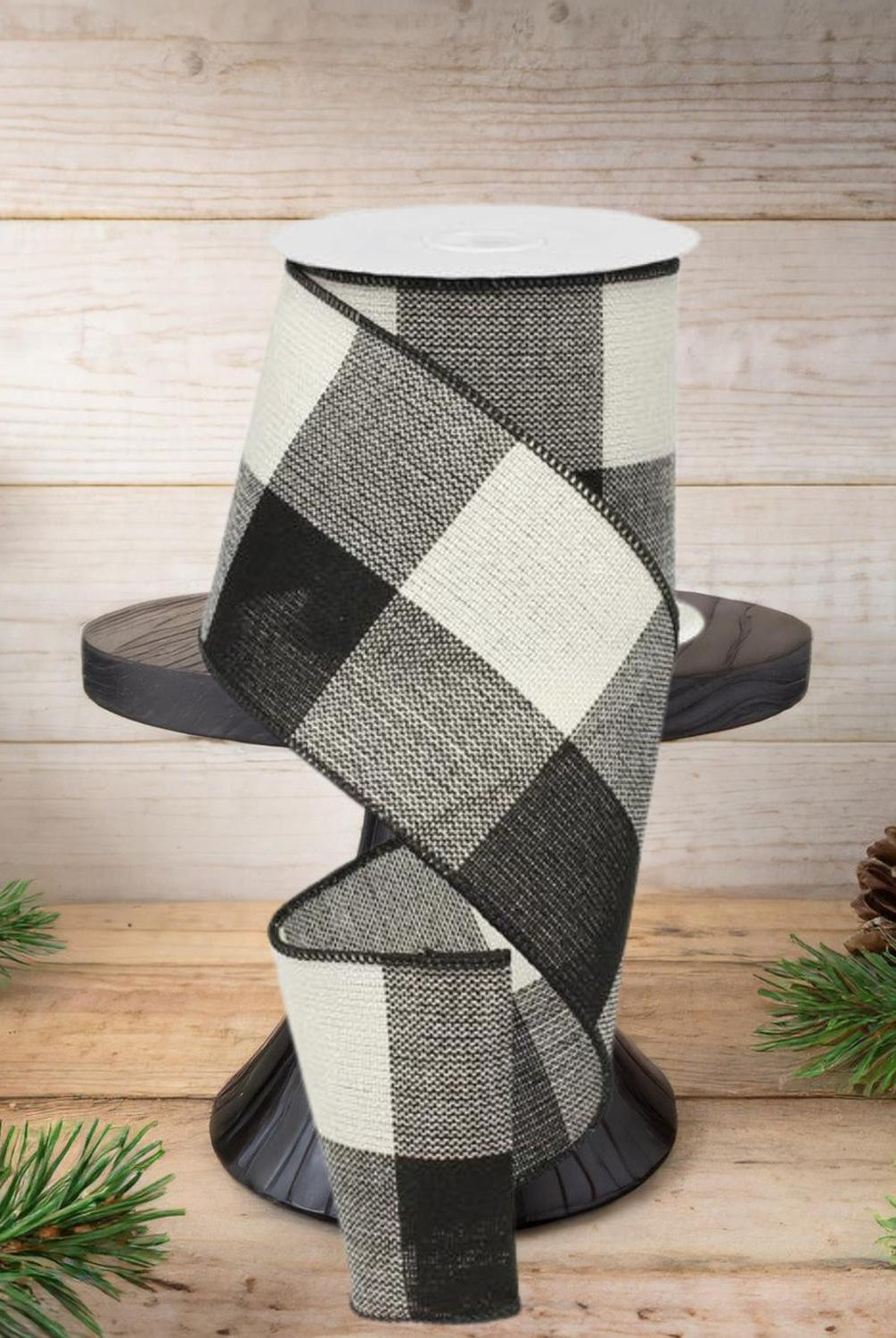 Shop For 4" Linen Checks Ribbon: Black & White (10 Yards)